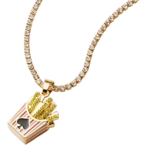 NWT Kate Spade x Target Collab Rhinestone Tennis Necklace French Fries Pendant - Picture 1 of 6
